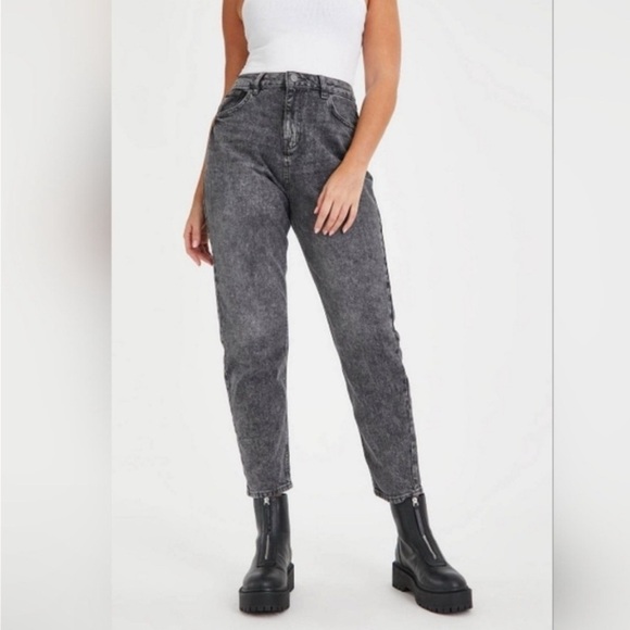 Rebecca Minkoff High Rise Barrel Wide Leg Crop Jeans Black Wash Studded - Picture 2 of 11